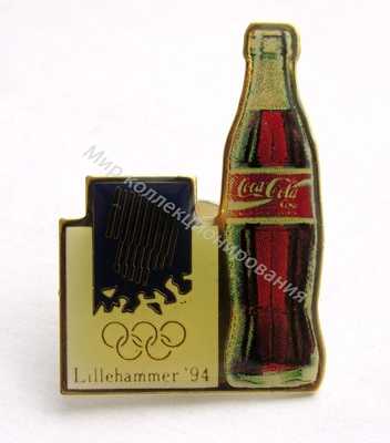 Нагрудный Знак 'Зимние Олимпийские игры 1994 Лиллехаммер, значок спонсора Coca-cola.' Нагрудный Знак 'Зимние Олимпийские игры 1994 Лиллехаммер, значок спонсора Coca-cola.'