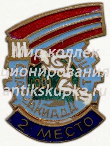Знак за 2 место в III спартакиаде ТСПС (Туркменский республиканский совет профессиональных союзов). 1961 Знак за 2 место в III спартакиаде ТСПС (Туркменский республиканский совет профессиональных союзов). 1961