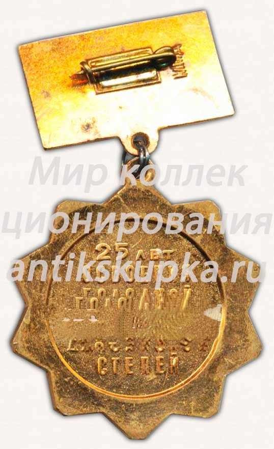Знак «25 лет освоения голодной и Джизакской степей» Знак «25 лет освоения голодной и Джизакской степей»