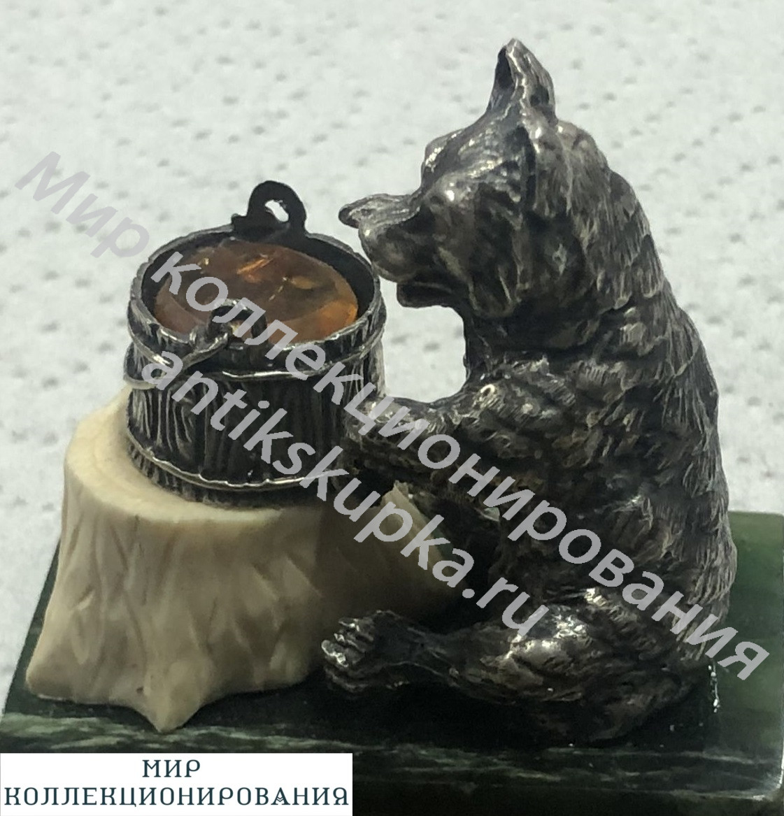 Медведь серебро, янтарь, кость мамонта Медведь серебро, янтарь, кость мамонта