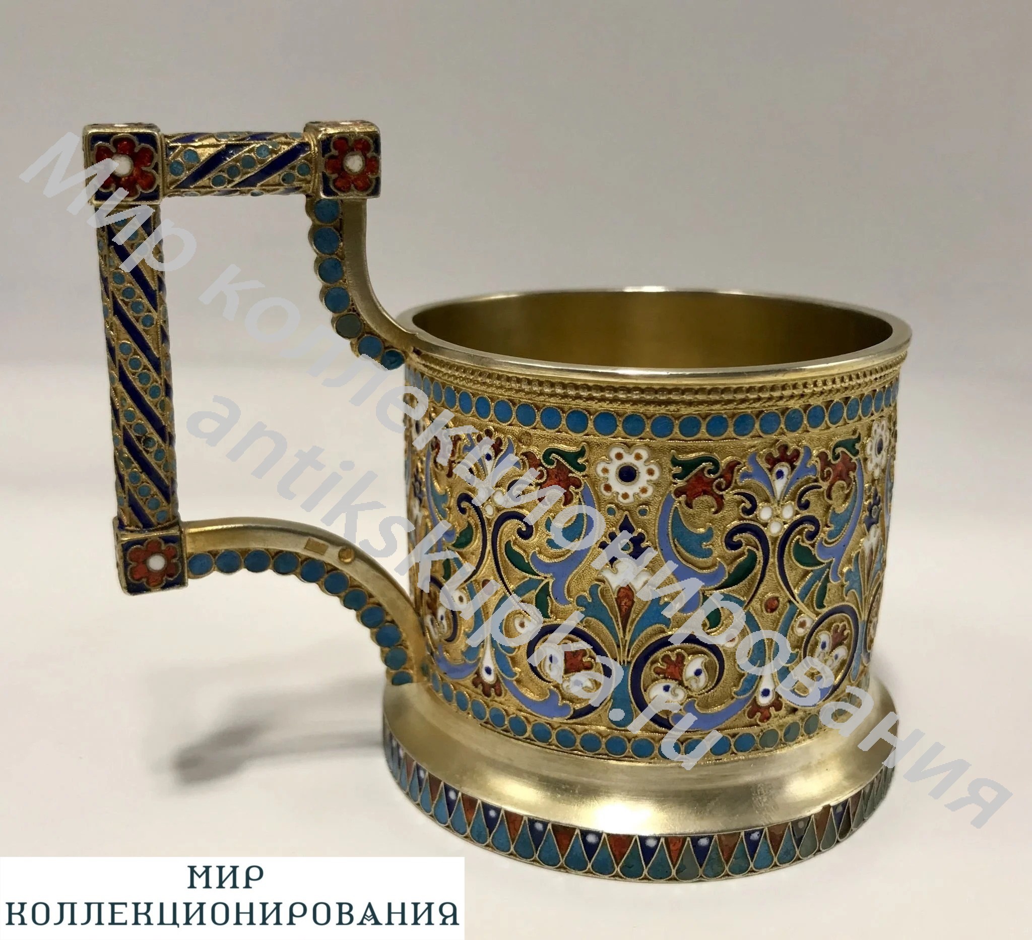 Подстаканник, серебро 84, эмаль Подстаканник, серебро 84, эмаль