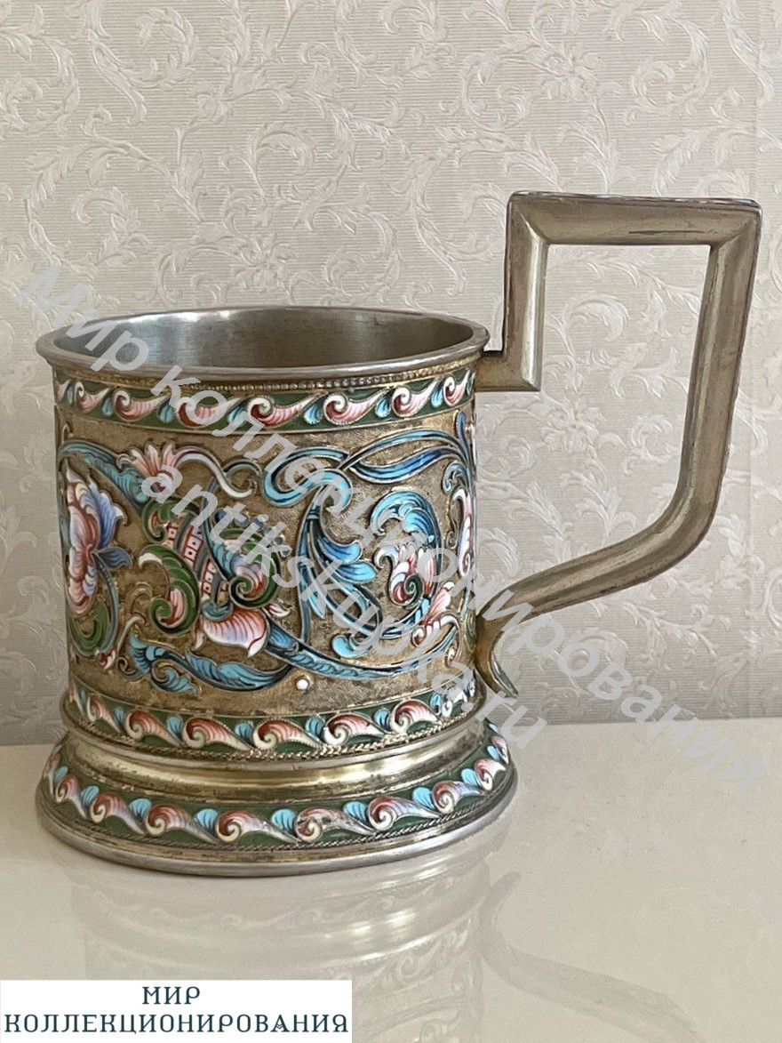 Подстаканник, серебро 84, эмаль Подстаканник, серебро 84, эмаль