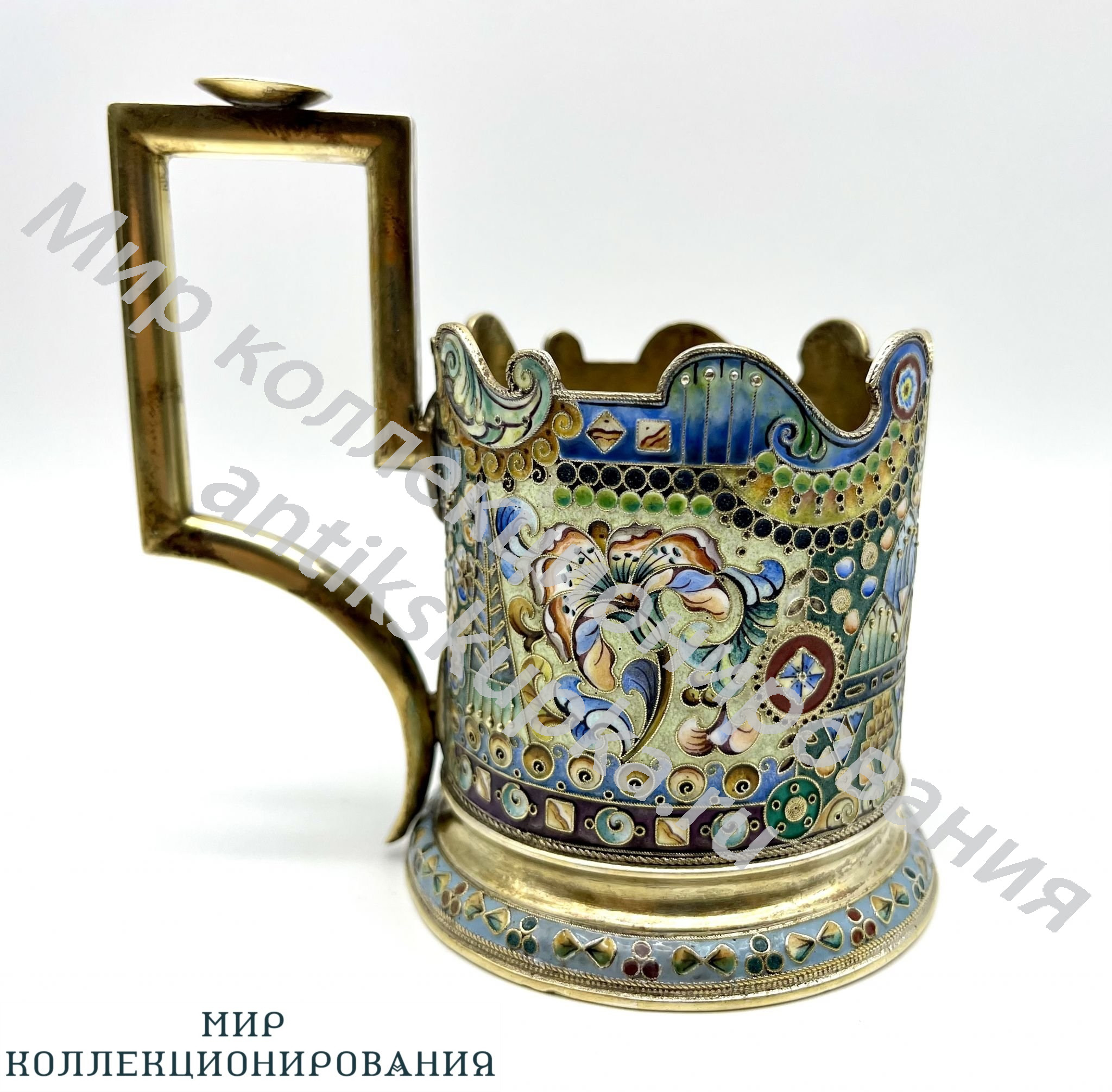 Подстаканник, серебро 84 проба, эмаль Подстаканник, серебро 84 проба, эмаль