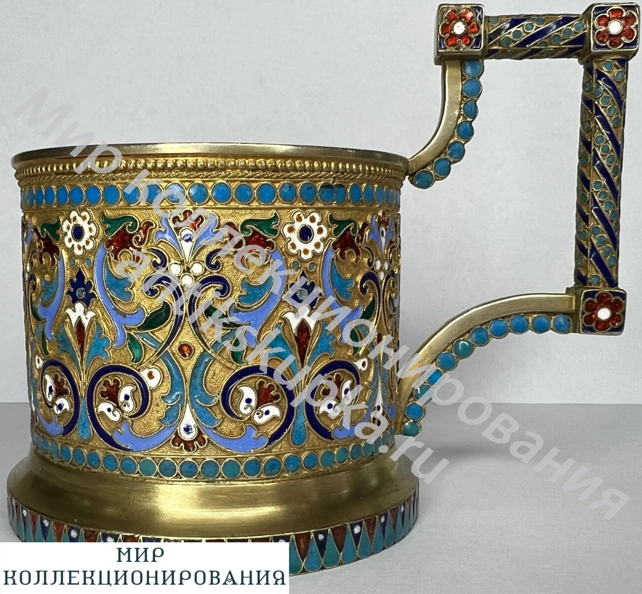 Подстаканник, серебро 84 проба, эмали Подстаканник, серебро 84 проба, эмали