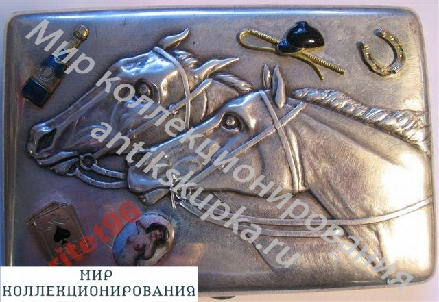 Портсигар россия жокей с накладками 84 пр эмаль Портсигар россия жокей с накладками 84 пр эмаль