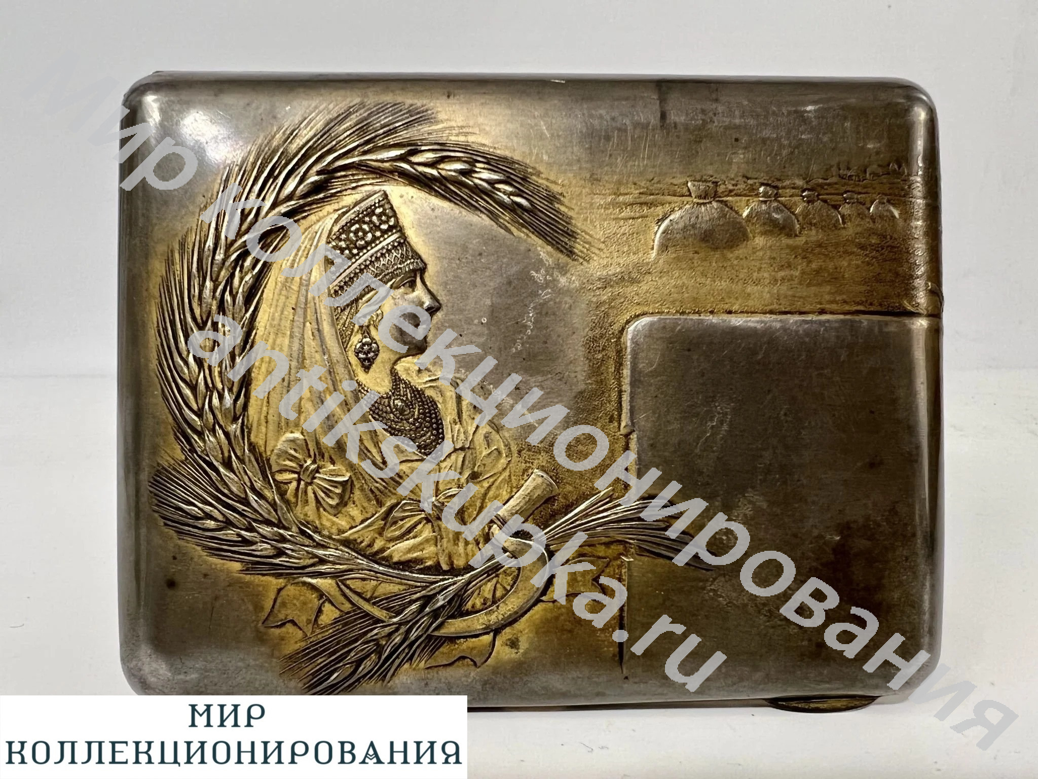 Портсигар русь хлебная серебро 84 Портсигар русь хлебная серебро 84