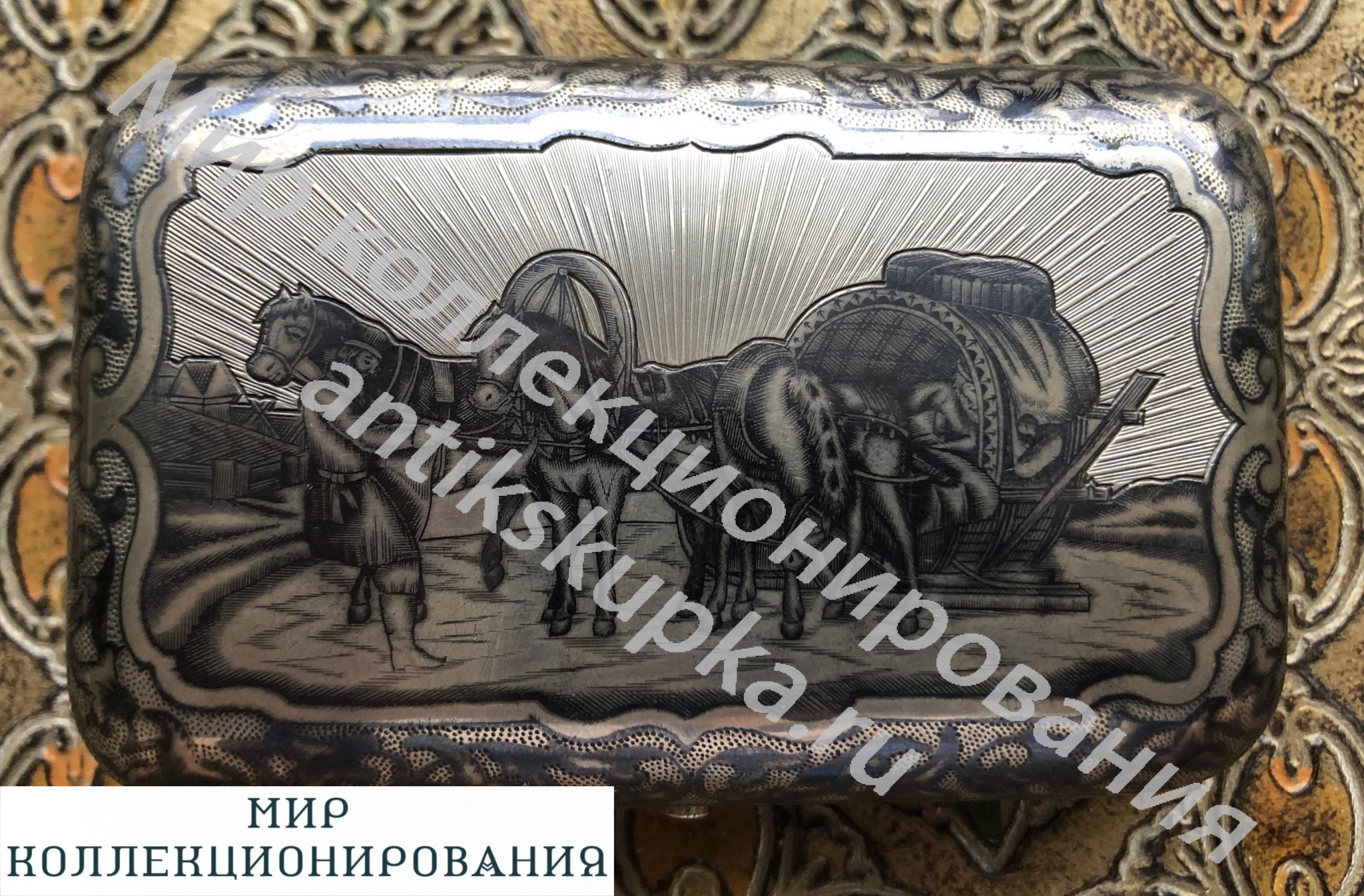 Портсигар серебро 84 чернь Портсигар серебро 84 чернь
