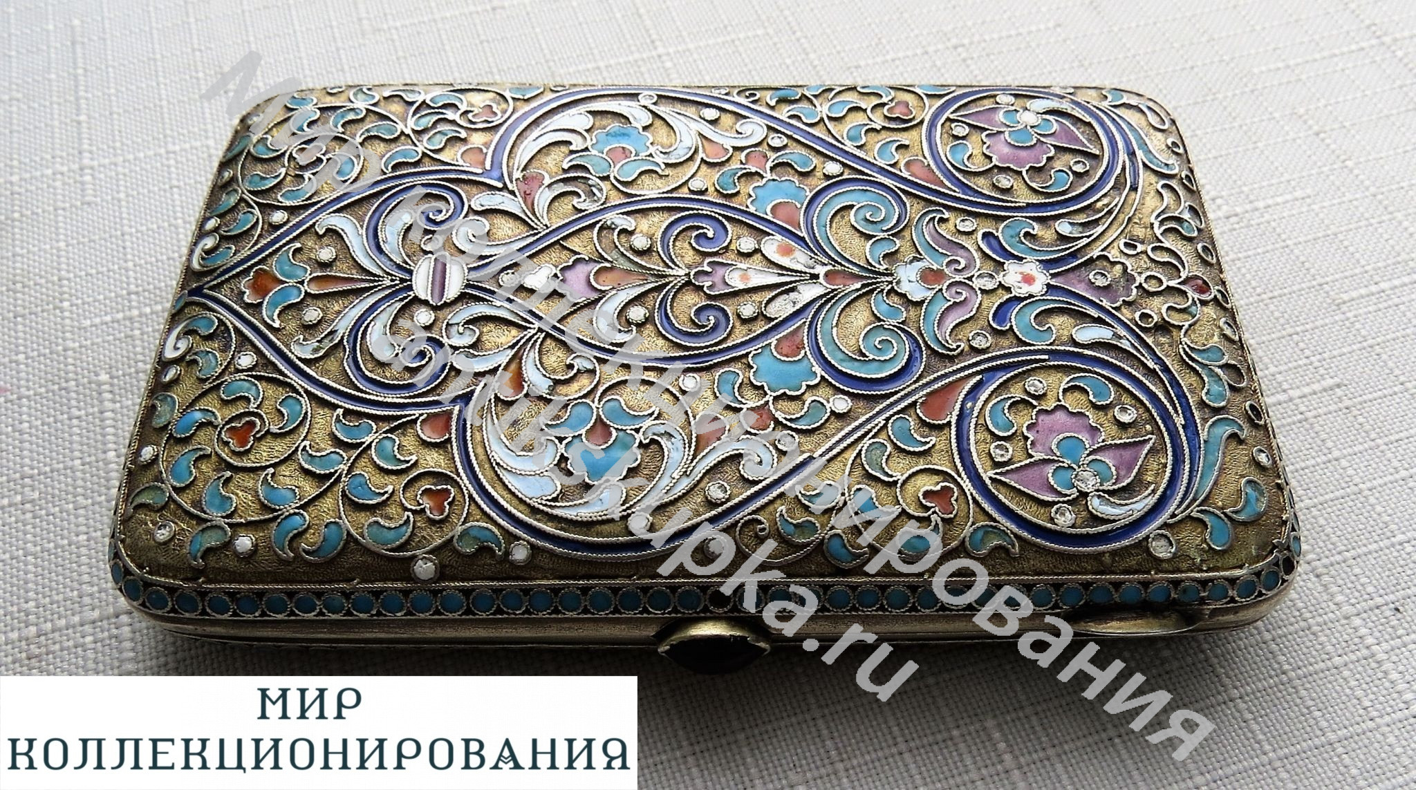 Портсигар серебро 84 пр.эмали золочение Портсигар серебро 84 пр.эмали золочение