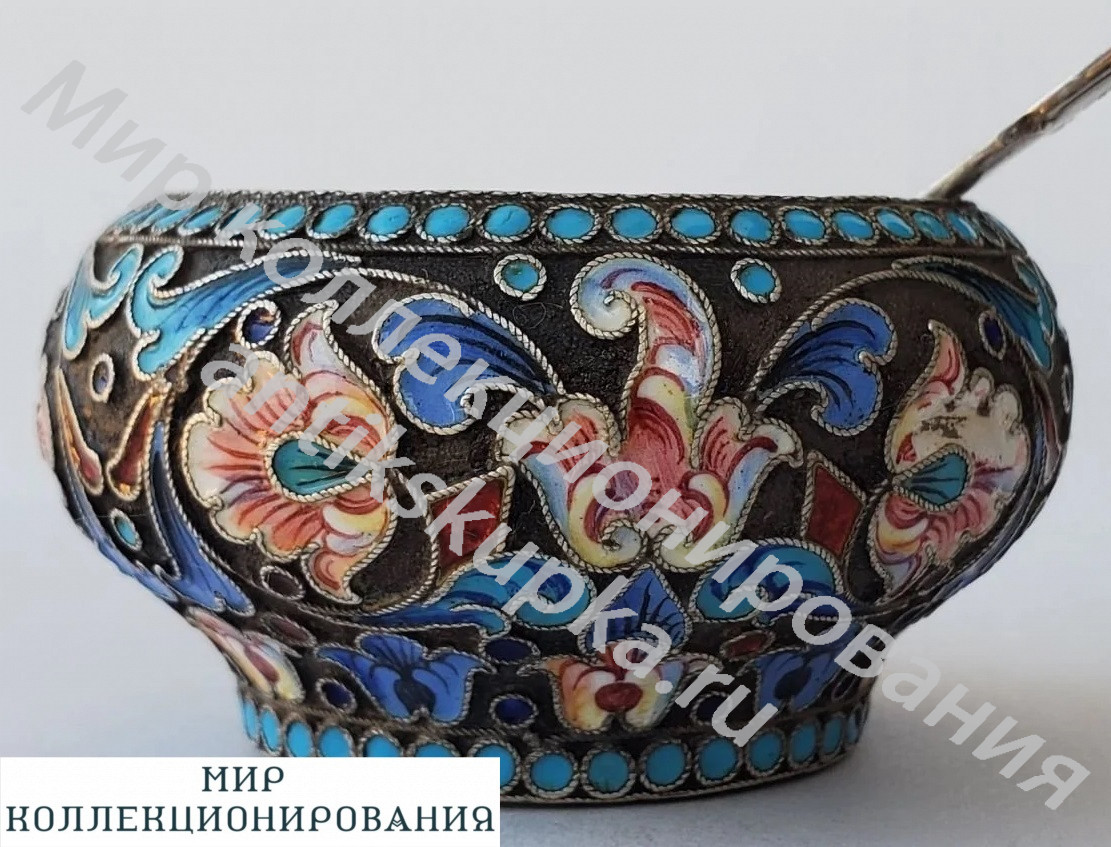 Солонка чугунок серебро 84 эмаль россия 1899-1908 гг дмитрий николаев Солонка чугунок серебро 84 эмаль россия 1899-1908 гг дмитрий николаев
