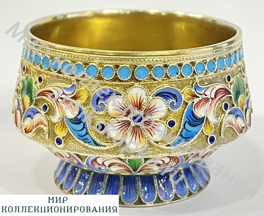 Солонка, серебро 84 пробы, россия, эмали Солонка, серебро 84 пробы, россия, эмали