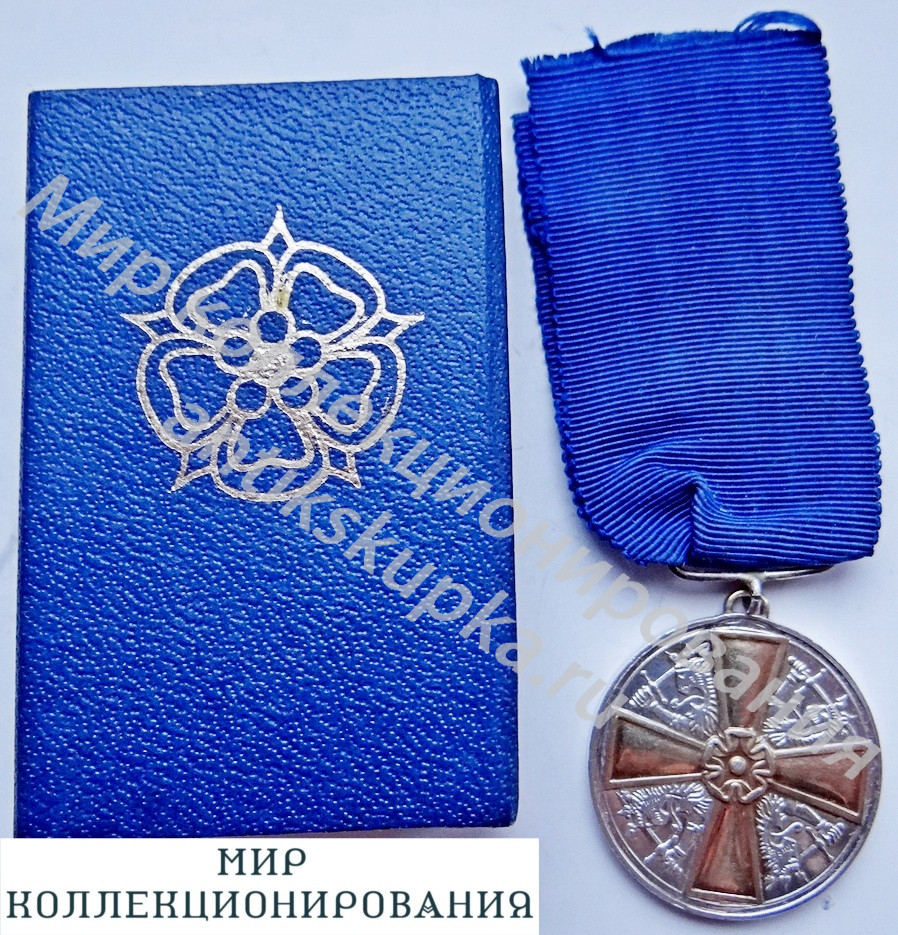 Финляндия Медаль Ордена Белой Розы c золотым крестом 1 степени Серебро Финляндия Медаль Ордена Белой Розы c золотым крестом 1 степени Серебро